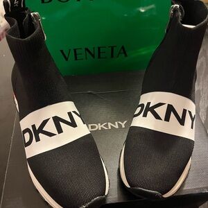 DKNY Black and White Ankle Boots